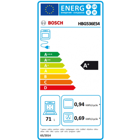 BOSCH HBG536ES4 Εντοιχιζόμενος Φούρνος 71lt 60cm Inox